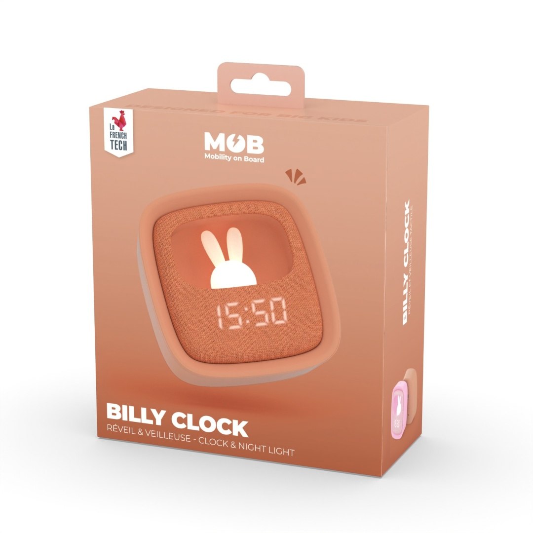 Budzik z lampką dziecięcy Billy Clock w pomarańczowym kolorze od WABOBA AB
