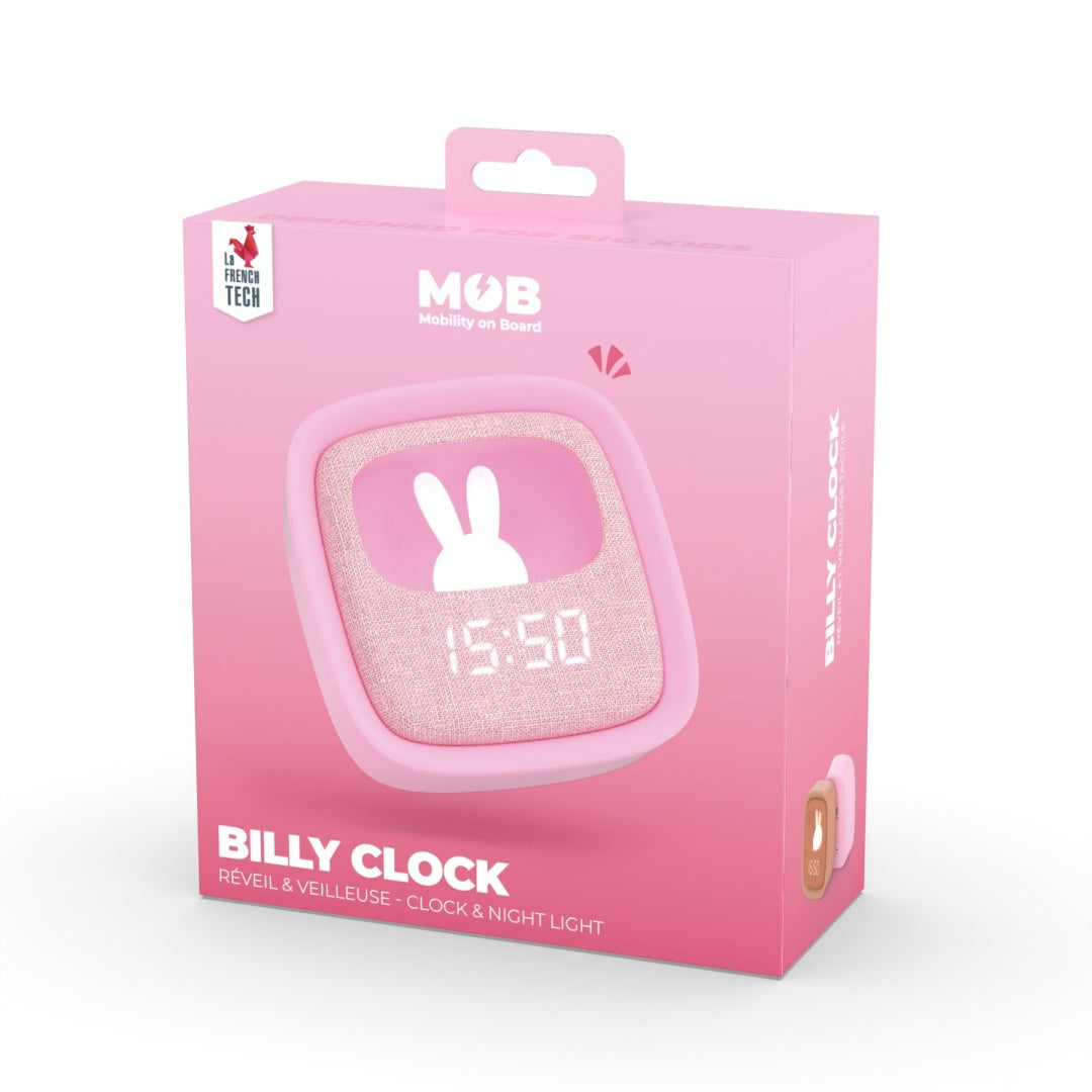 budzik dla dzieci różowy Billy Clock z cyfrowym wyświetlaczem i lampką nocną od WABOBA AB