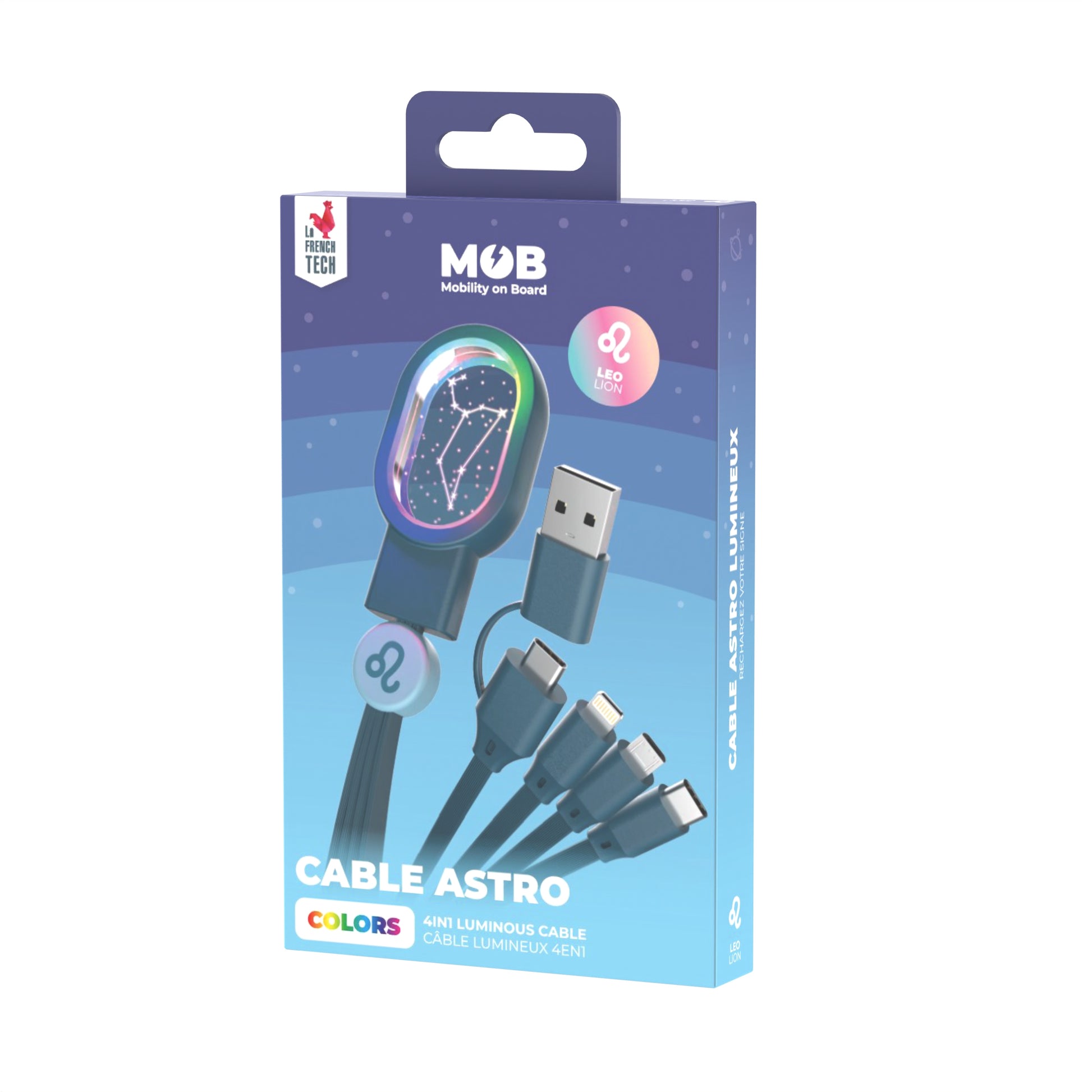 Kabel 5 w 1 zodiak rak do ładowania z oświetleniem LED i różnymi końcówkami USB