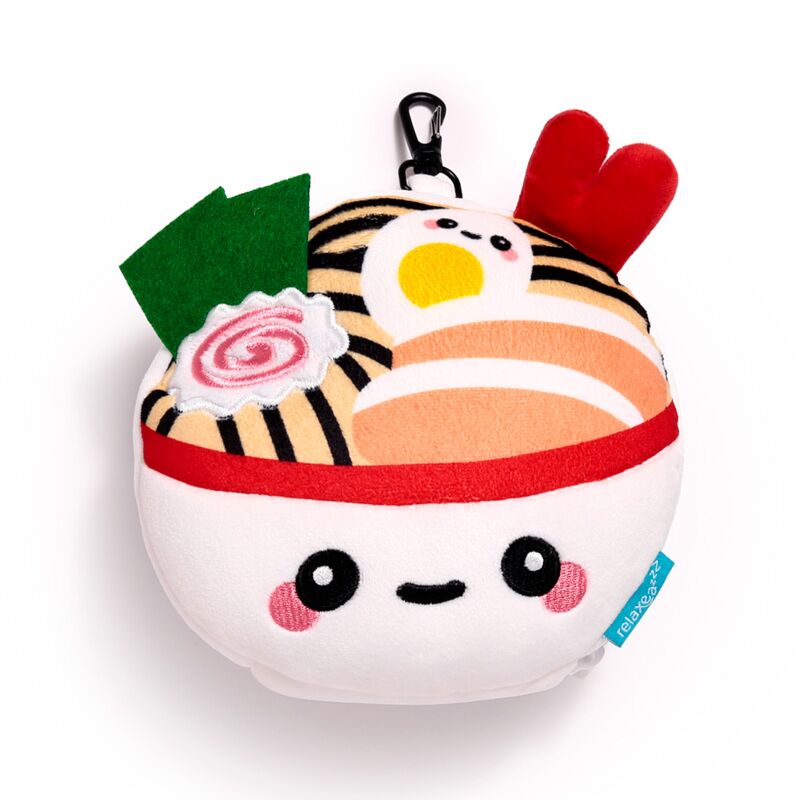 Pluszowa poduszka podróżna z opaską na oczy w kształcie miseczki z ramenem od Puckator