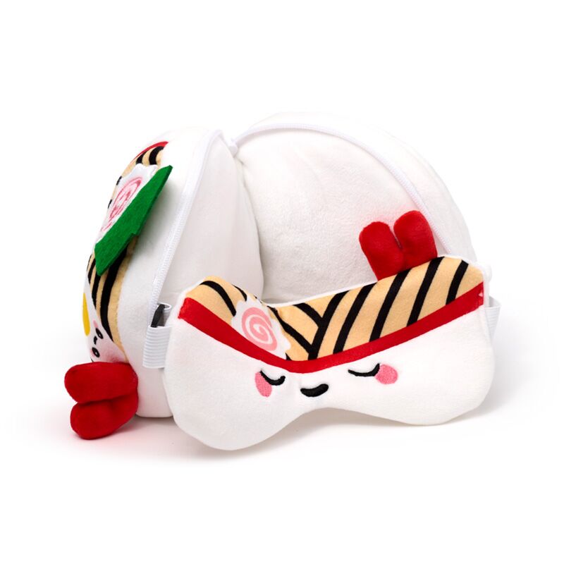 Pluszowa poduszka podróżna z opaską na oczy w zabawnym designie sushi od Puckator