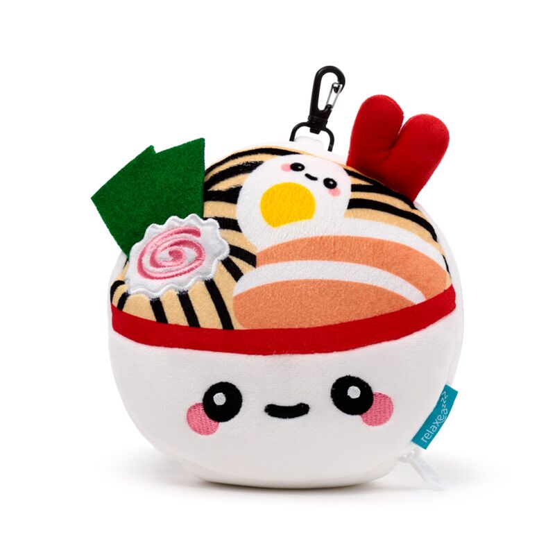 Pluszowa poduszka podróżna z opaską na oczy w kształcie miski sushi z uroczym uśmiechem