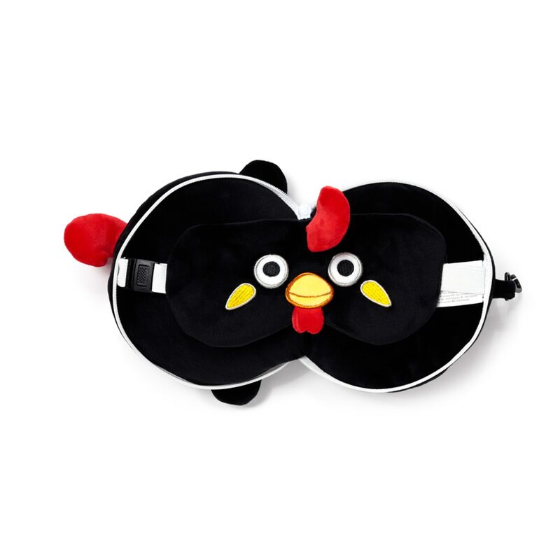 Pluszowa poduszka podróżna dla dzieci w kształcie czarnego kurczaka z czerwonym grzebieniem