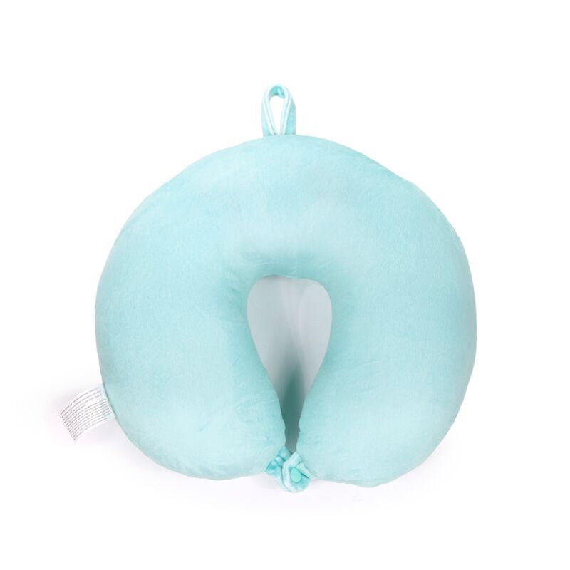 Miętowa poduszka podróżna dla dzieci shiba inu w kształcie podkowy od Puckator