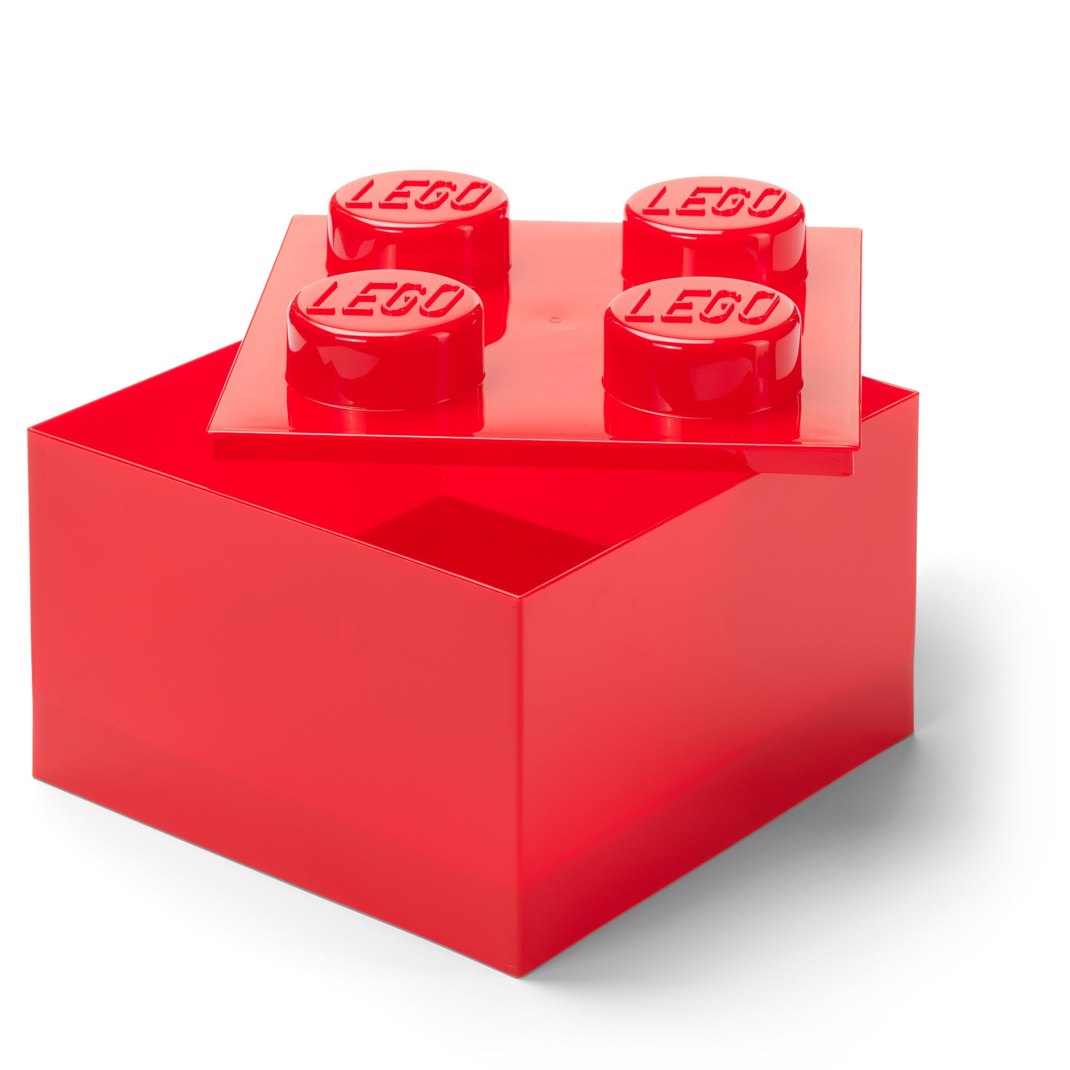 LEGO® Brick 4 Container with Lid (Transparent Red)