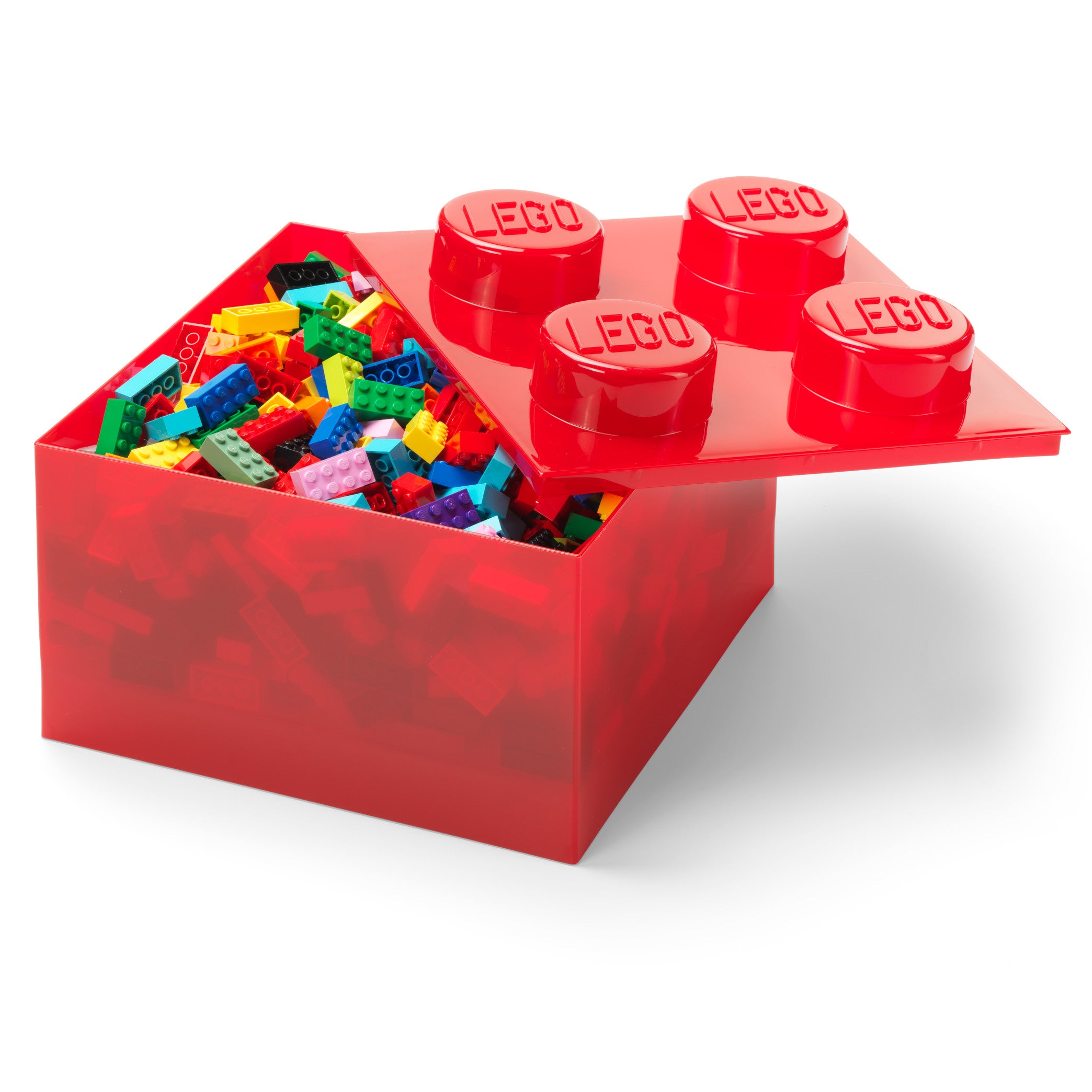 LEGO® Brick 4 Container with Lid (Transparent Red)