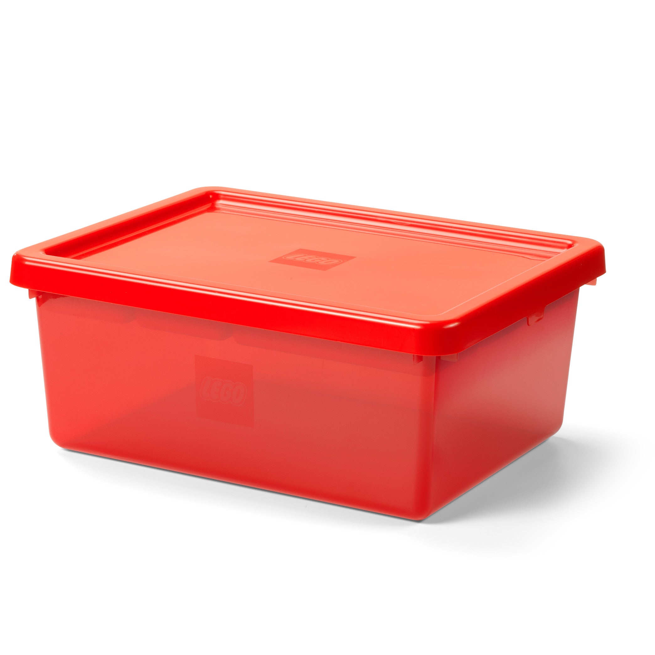 Czerwony pojemnik LEGO na klocki z solidną pokrywą do przechowywania zabawek