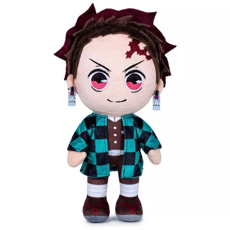 Maskotka Demon Slayer Tanjiro z charakterystycznym zielono-czarnym płaszczem i ozdobnymi kolczykami