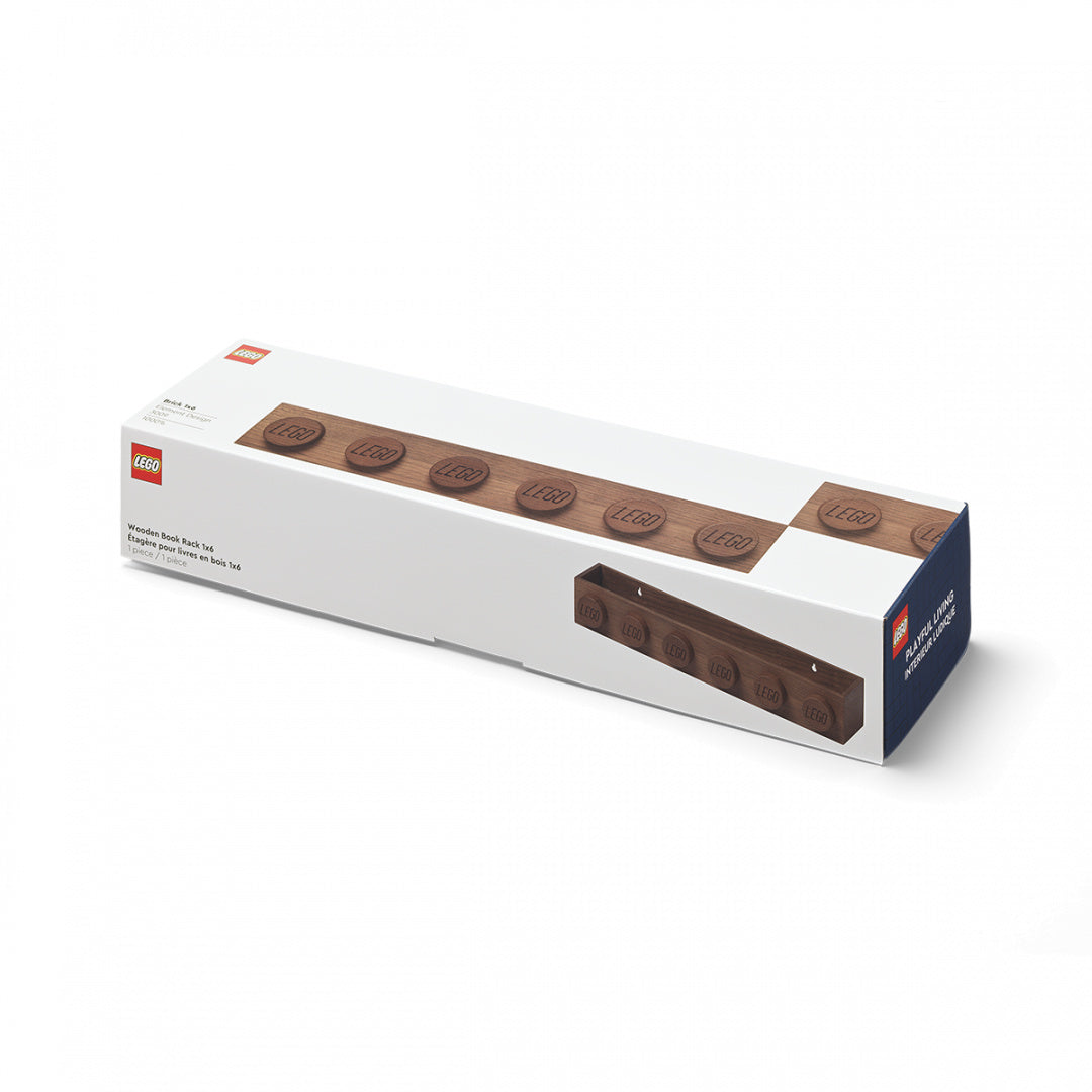 Opakowanie drewnianej półki LEGO w kolorze ciemnego drewna od BV JACOB COMPANY