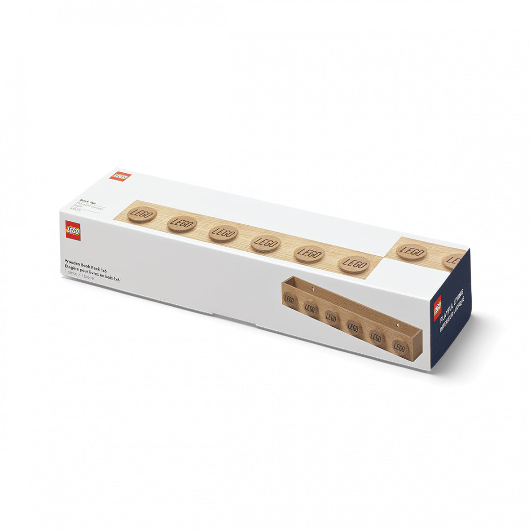 Opakowanie z drewnianą półką LEGO od BV JACOB COMPANY do przechowywania klocków i dekoracji