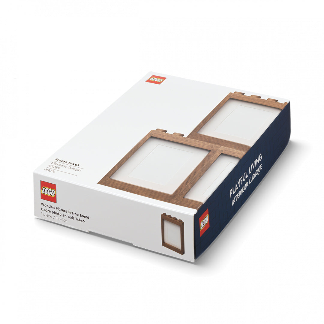 drewniana ramka LEGO na zdjęcia w opakowaniu BV JACOB COMPANY z dwoma miejscami na zdjęcia
