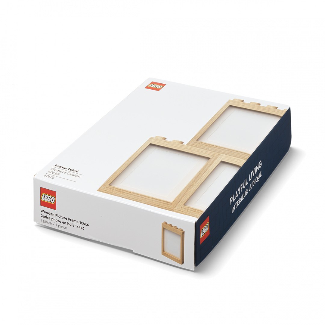 drewniana ramka LEGO na zdjęcia z naturalnego drewna w opakowaniu BV JACOB COMPANY