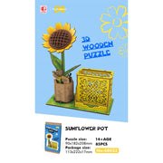 Drewniane puzzle 3D słonecznik w doniczce do składania z 85 elementów od BV JACOB COMPANY