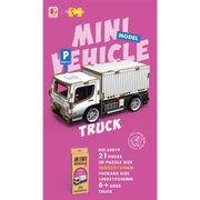 drewniane mini puzzle 3D ciężarówka w biało-brązowych kolorach model do składania dla dzieci