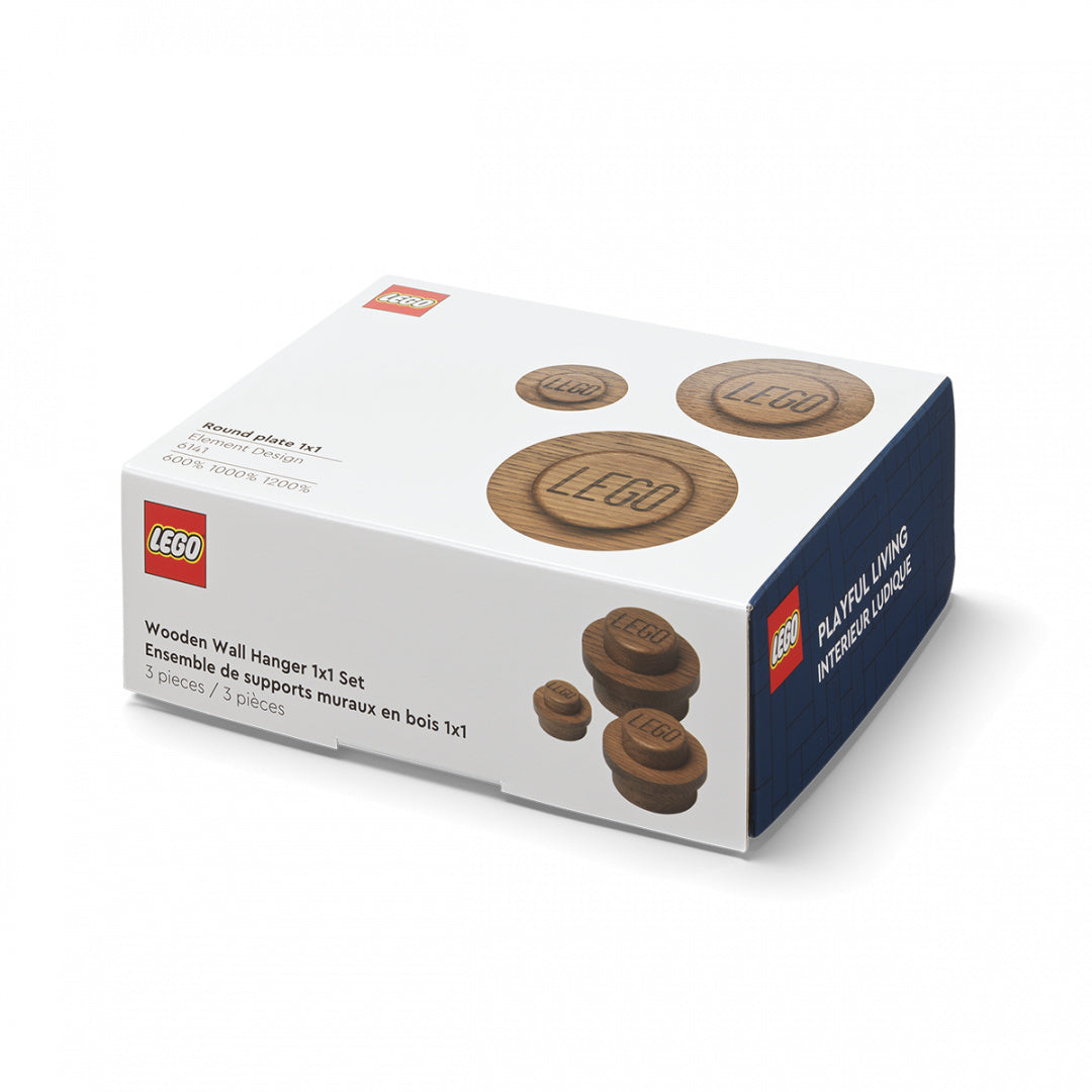 Drewniane wieszaki LEGO w zestawie 3 sztuk od BV JACOB COMPANY do dekoracji ścian