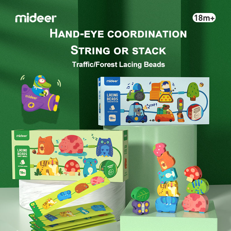 Zestaw do przeplatania leśne zwierzęta od MOB edukacyjne koraliki do nauki koordynacji ręka-oko