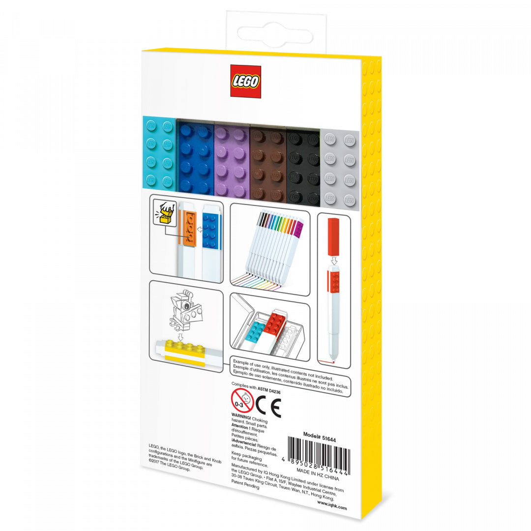 Opakowanie flamastry LEGO 12 kolorów z motywem klocków LEGO od BV JACOB COMPANY