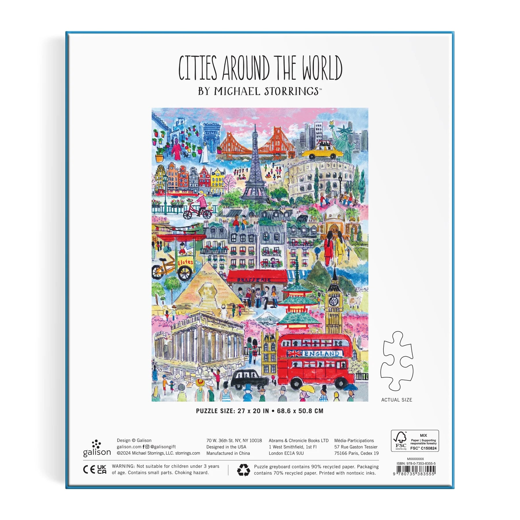 Puzzle 1000 elementów miasta Cities Around the World obraz z charakterystycznymi zabytkami i budynkami w pudełku BV JACOB COMPANY