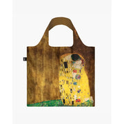 Torba LOQI Gustav Klimt Pocałunek z nadrukiem obrazu artysty w złoto-żółtych kolorach