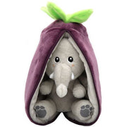 Pluszak Flipetz słoń i bakłażan miękki miś w fioletowym pokrowcu bakłażana z zielonymi liśćmi