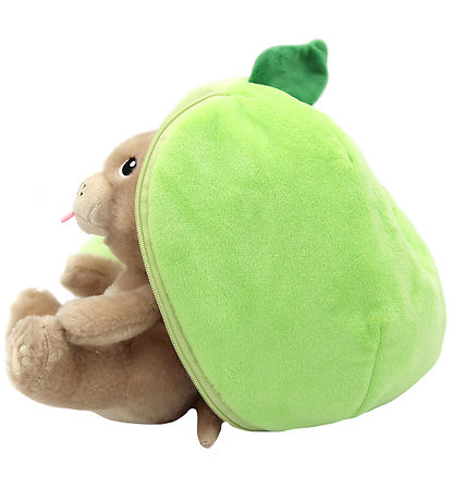 Maskotka pies jabłko pluszowa zabawka w kształcie zielonego jabłka z brązowym pieskiem