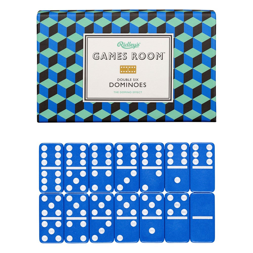 Gra domino podwójna szóstka Ridleys niebieskie kamienie i ozdobne opakowanie