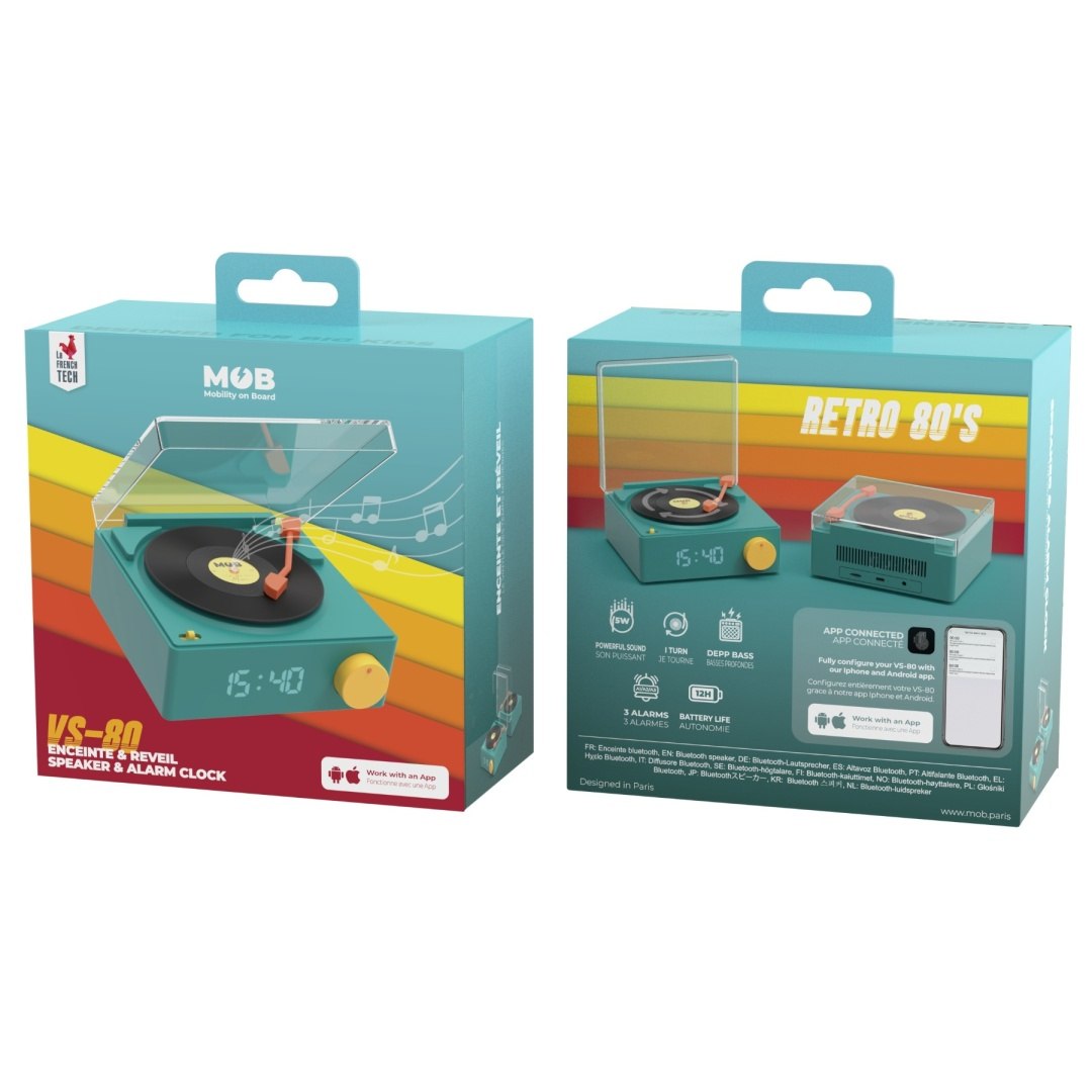 głośnik z budzikiem gramofon w stylu retro z funkcją alarmu i Bluetooth od LOQI