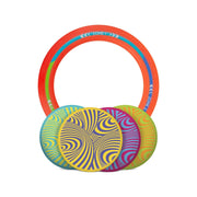 Kolorowa gra Waboba Backnine z obręczą i czterema spiralnymi dyskami do rzucania