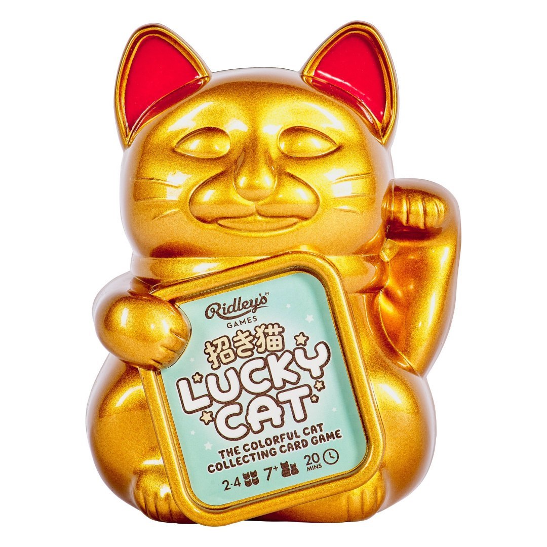 Złota figurka kota Maneki Neko z grą karcianą Lucky Cat od BV JACOB COMPANY
