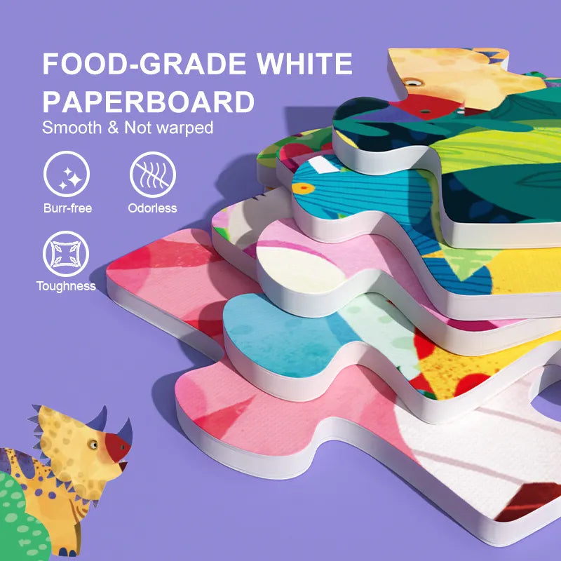 Kolorowe puzzle dinozaury dla dzieci z papieru spożywczego marki mideer, bezpieczne i trwałe