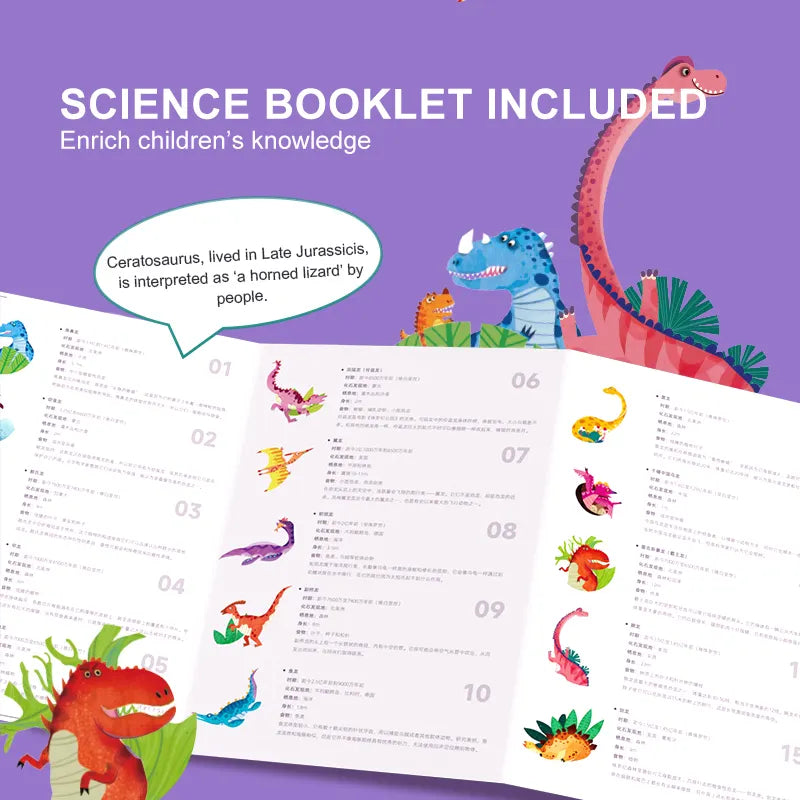 Puzzle dinozaury dla dzieci z książeczką naukową wzbogacającą wiedzę o dinozaurach