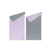 Dwustronny ręcznik szybkoschnący MOB z różowymi paskami i falistym granatowym wzorem