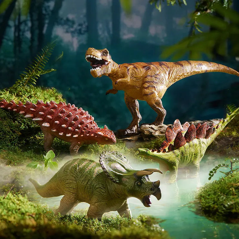 Zestaw figurek dinozaurów w lesie z figurka T-Rex ręcznie malowana od Yamann