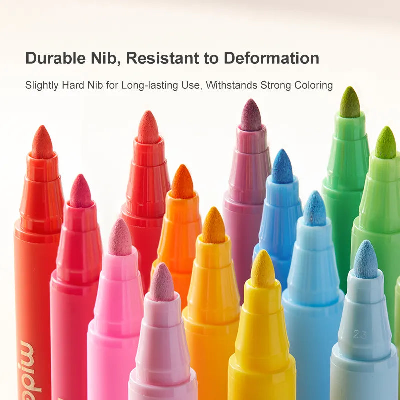 Markery akrylowe mideer 12 kolorów z trwałą końcówką odporną na odkształcenia