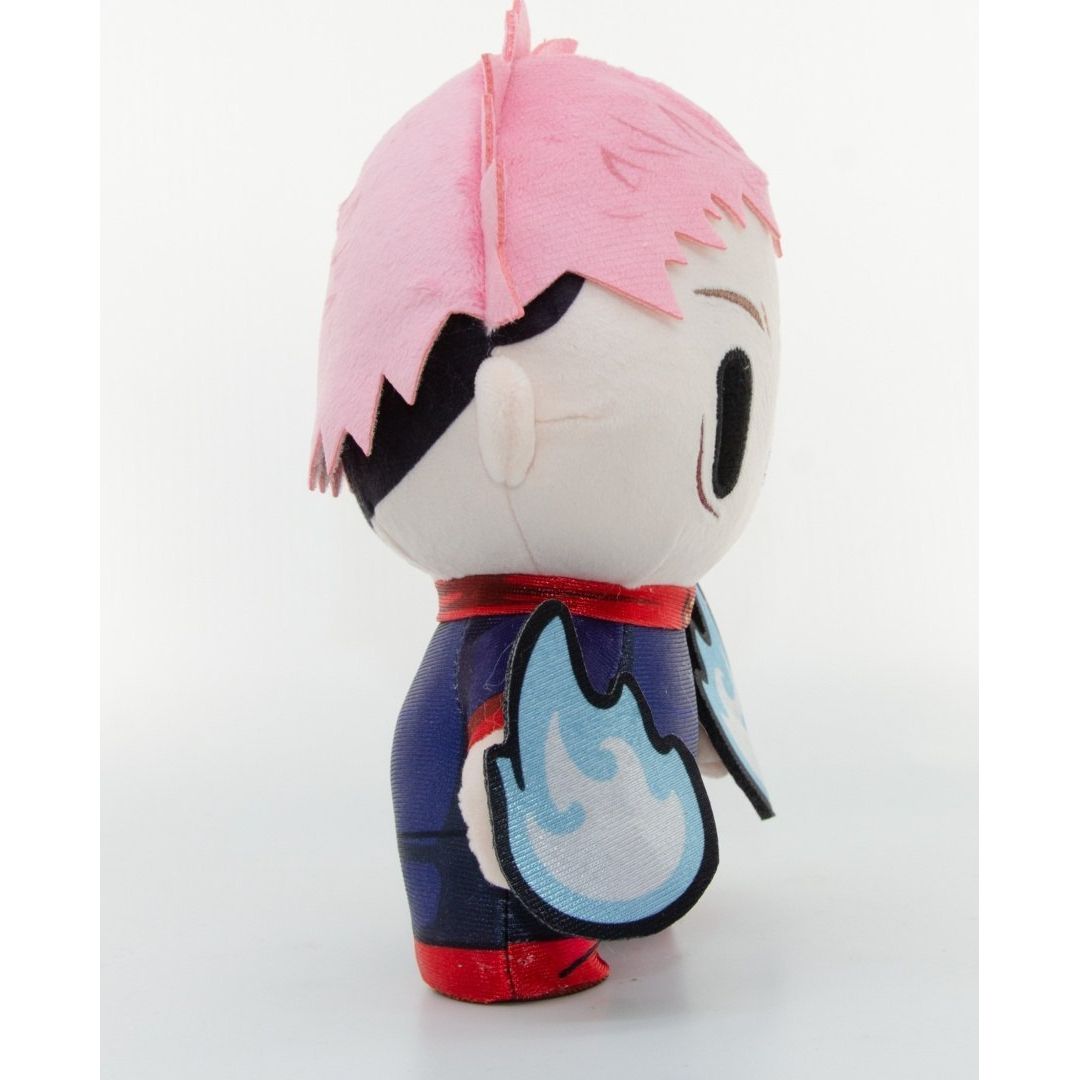 Pluszowa figurka Jujutsu Kaisen z różowymi włosami i niebieskimi płomieniami od Yu Me Toys