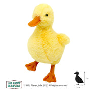 Miękki pluszak kaczuszka Wild Planet w żółtym kolorze z pomarańczowym dziobem i nóżkami