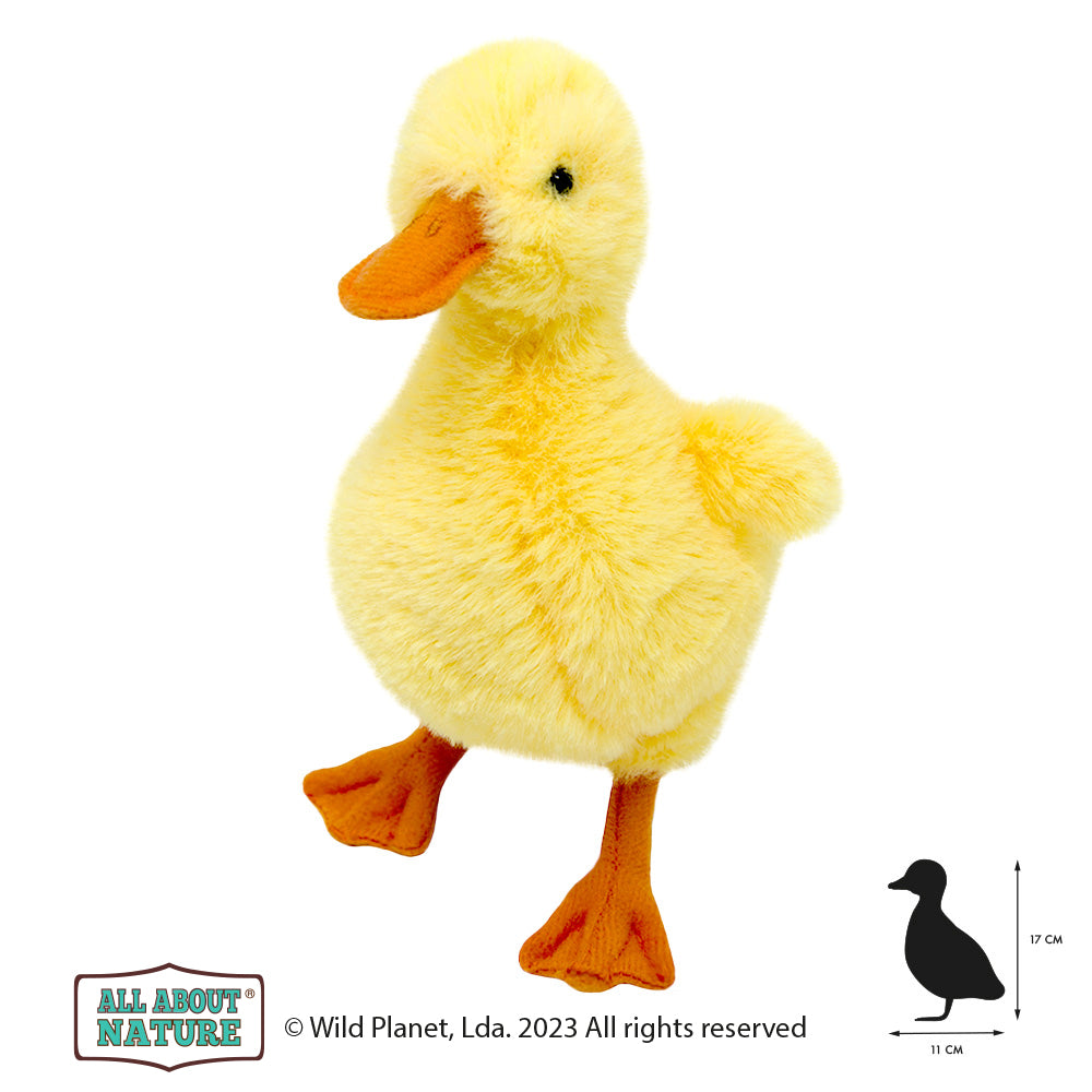 Miękki pluszak kaczuszka Wild Planet w żółtym kolorze z pomarańczowym dziobem i nóżkami