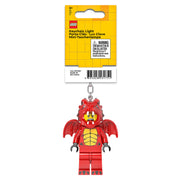Brelok z latarką LEGO smok w czerwonym kostiumie smoka z skrzydłami i ogonem