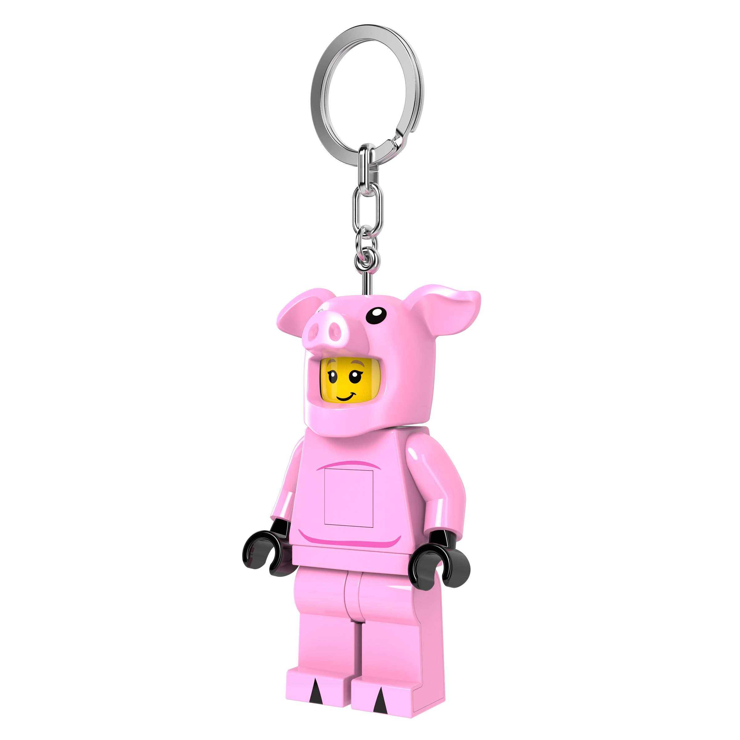 Brelok LEGO minifigurka świnka różowa z metalowym kółkiem do kluczy