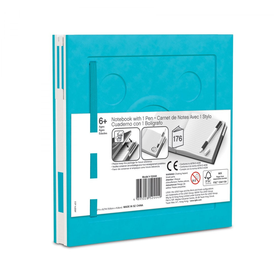 notatnik LEGO z długopisem w niebieskiej oprawie z gumką i 176 kartkami