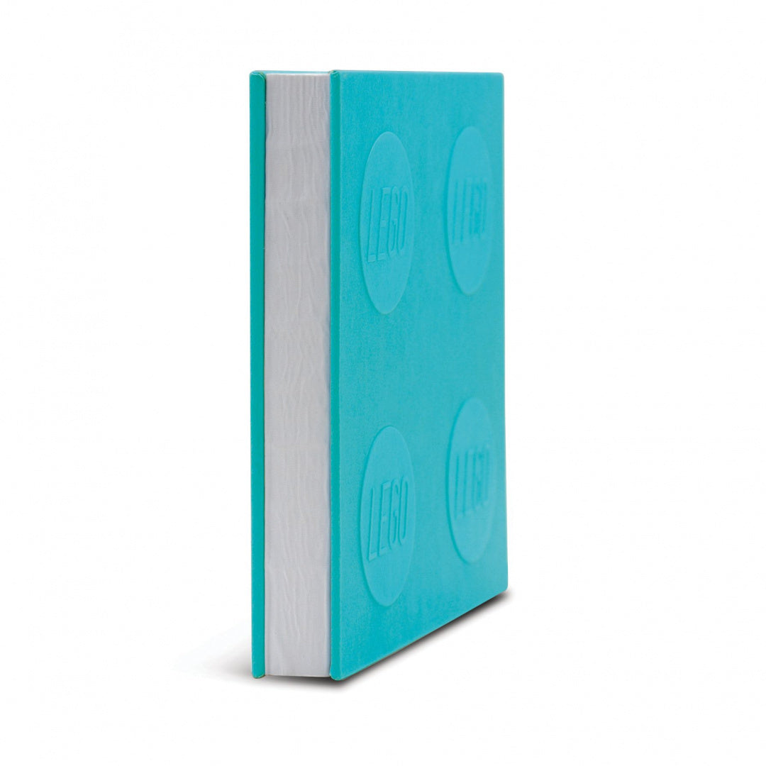 Niebieski notatnik LEGO z długopisem z wytłoczonymi elementami LEGO na okładce