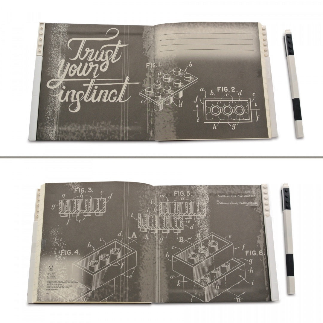 Notatnik LEGO czarny z rysunkami technicznymi klocków LEGO i długopisem BV JACOB COMPANY