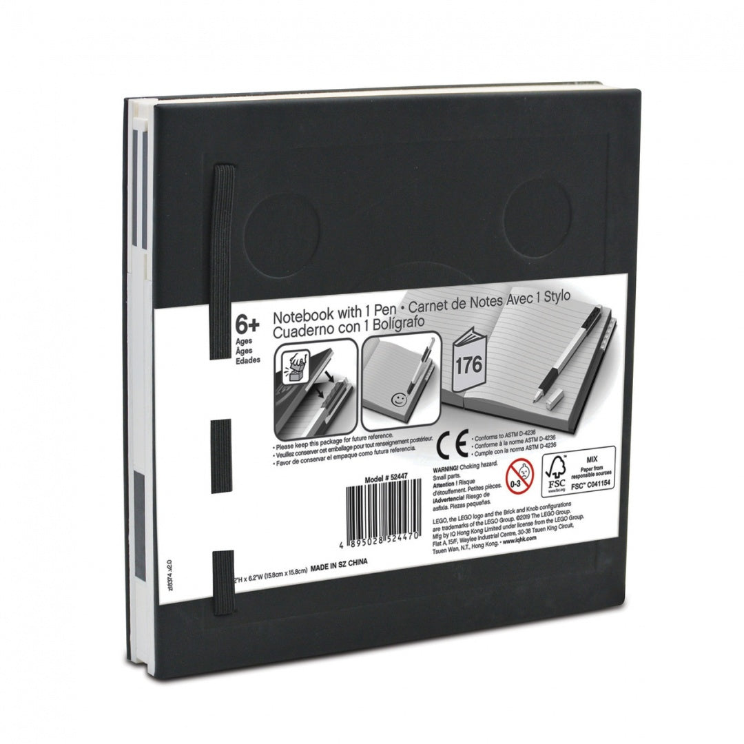 Czarny notatnik LEGO czarny z gumką i długopisem, 176 stron, produkt BV JACOB COMPANY