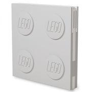 Notatnik LEGO szary z tłoczonym logo i klockowym wzorem na okładce