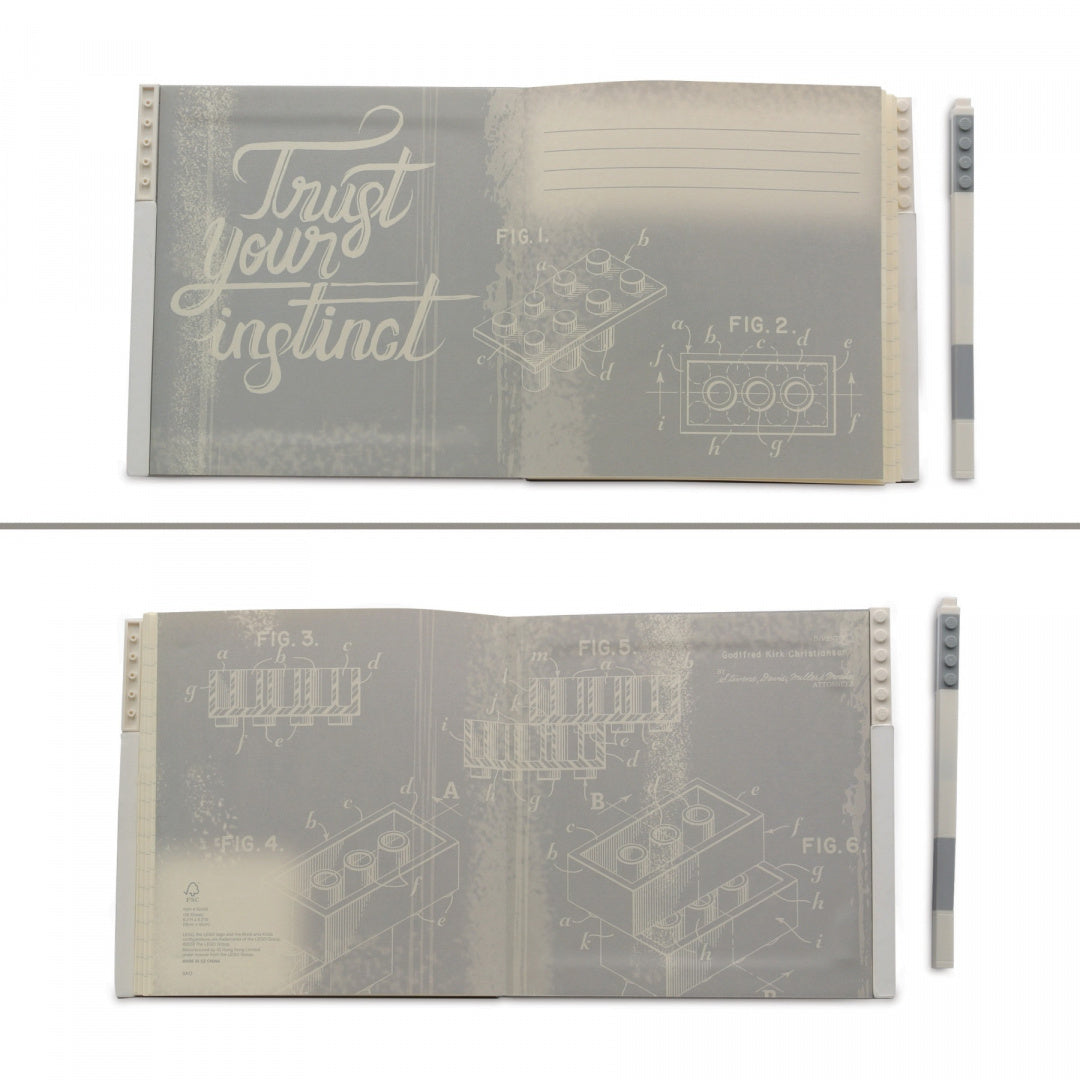 Notatnik LEGO szary z nadrukiem technicznym i długopisem w zestawie od BV JACOB COMPANY