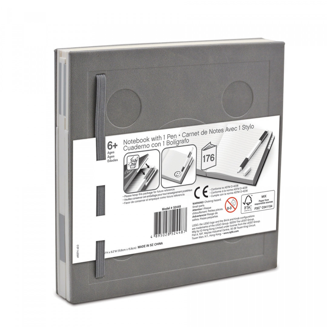 Notatnik LEGO szary z elastyczną opaską i wkładką na długopis od BV JACOB COMPANY