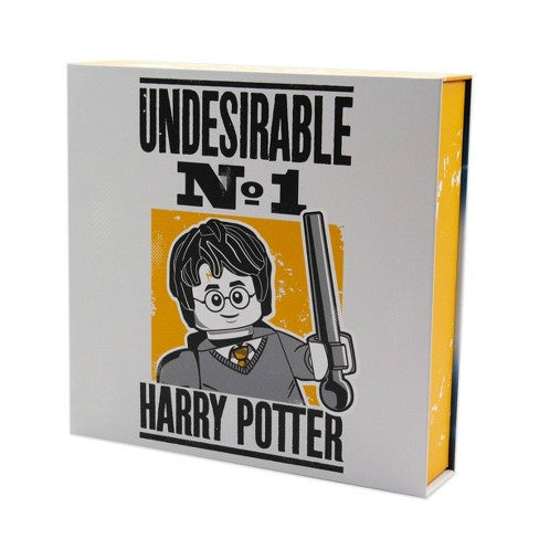 Zestaw piśmienniczy Harry Potter LEGO w pudełku z nadrukiem Undesirable No 1 i postacią Harrego Pottera