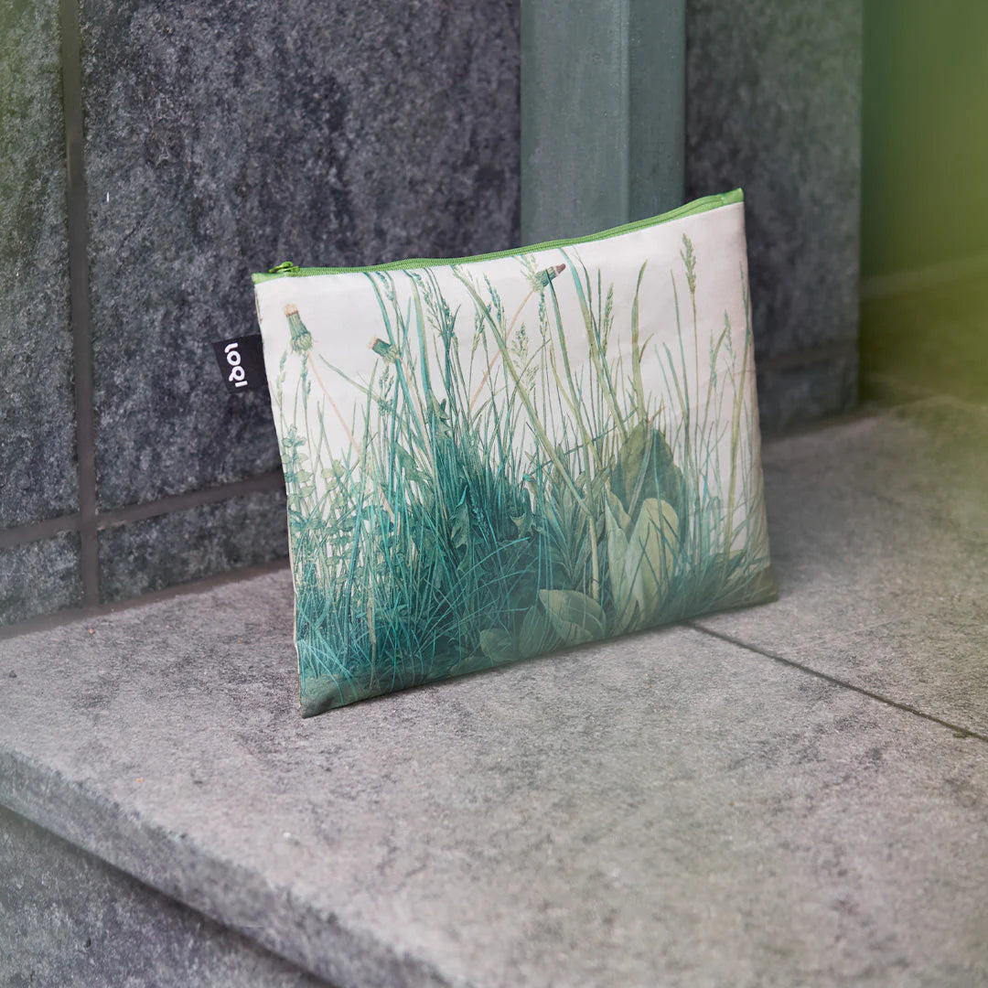 Zestaw saszetek LOQI dla dorosłych i dzieci z zielonym motywem roślinnym na zamek