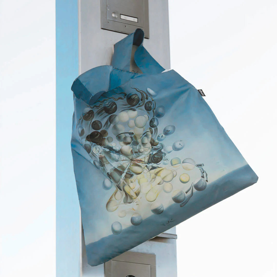 Torba podręczna Salvador Dali od Yamann z artystycznym nadrukiem surrealistycznym w niebieskich tonach