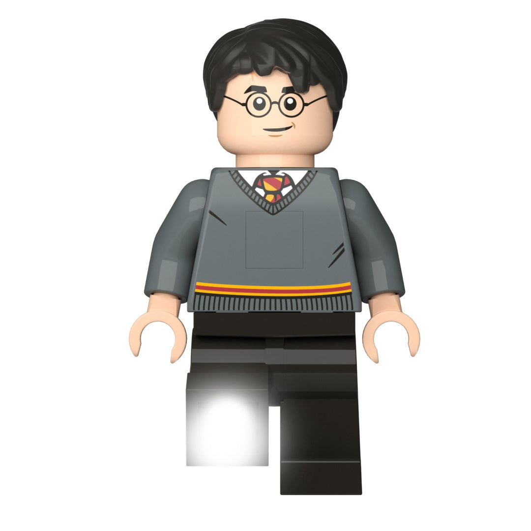 latarka LEGO Harry Potter w kształcie figurki z charakterystycznymi okularami i szkolnym mundurkiem